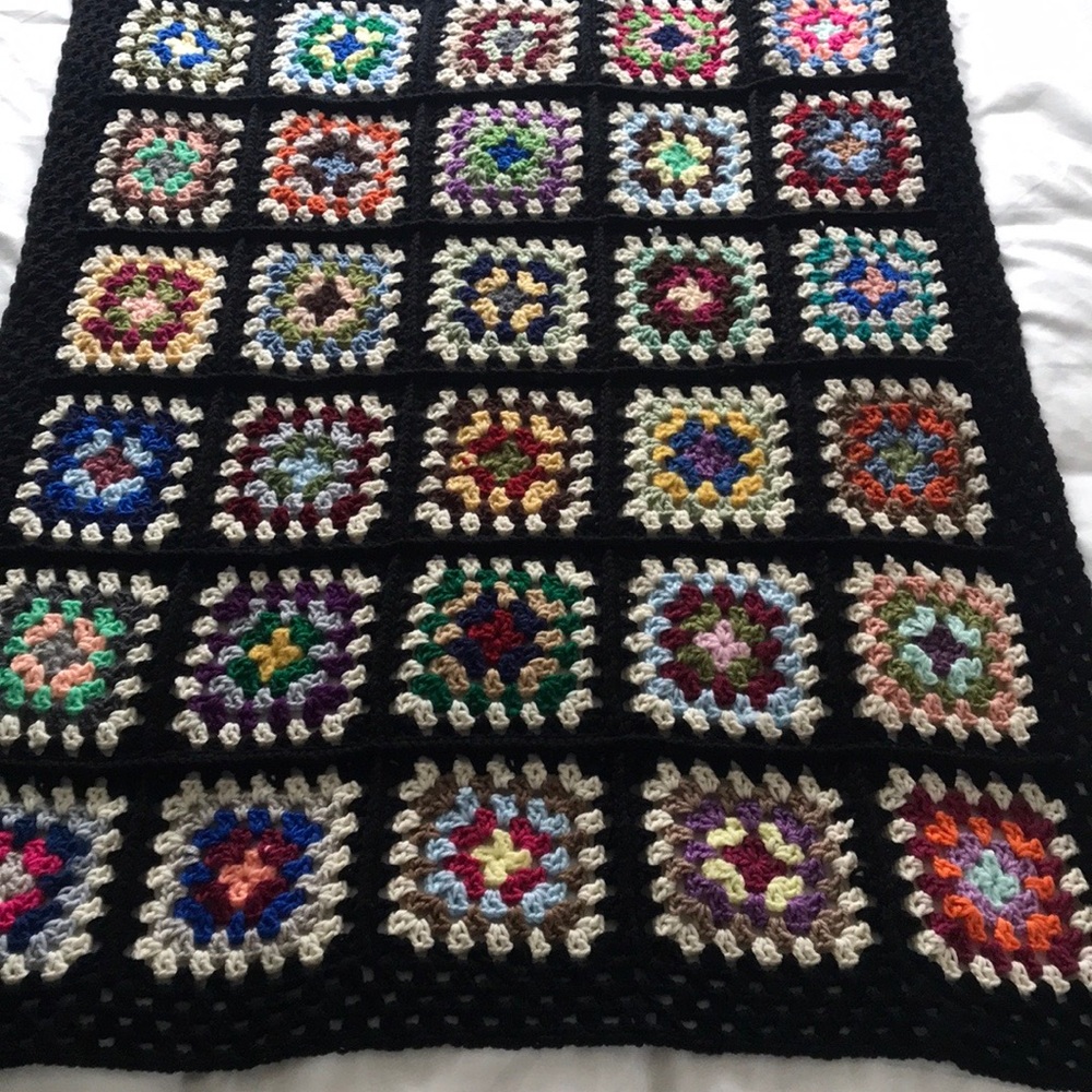 New Granny Square Crochet Afghan Child or Throw Size 35 " x 42"